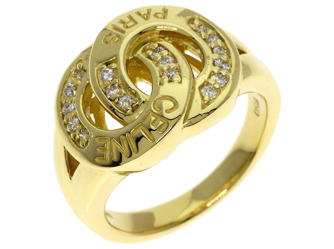 Diamond Céline Anillo Logo Celine en Oro Amarillo de 18K con Diamantes Dorado - vista 2