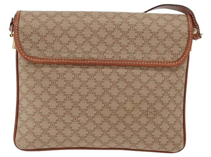 Céline Celine Vintage Macadam Canvas and Leather Beige - vista 2