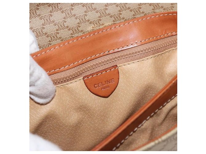 Céline Celine Vintage Macadam Canvas and Leather Beige - vista 6