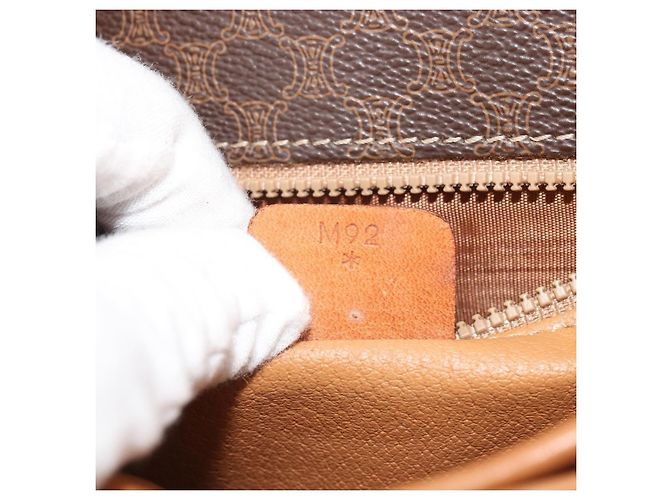 Céline Celine Vintage Macadam Canvas and Leather Marron - vue 7