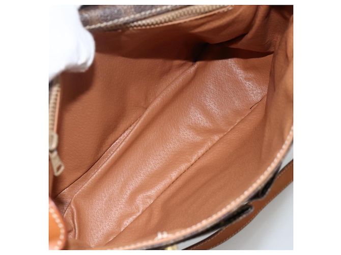 Céline Celine Vintage Macadam Circle Logo Canvas and Leather Marrone - vista 5