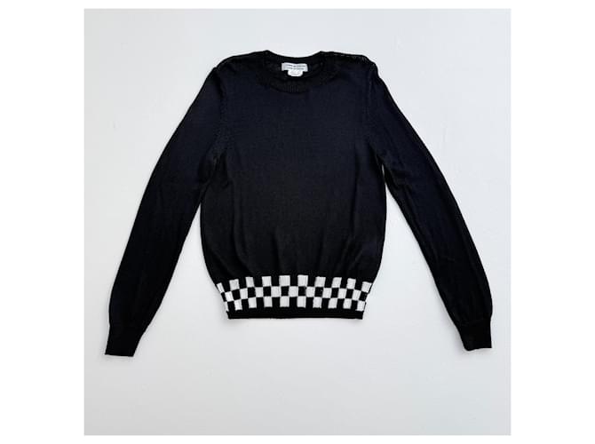 Comme Des Garcons Schwarzer Pullover mit Schwarz-Weißem Karomuster - Ansicht 2