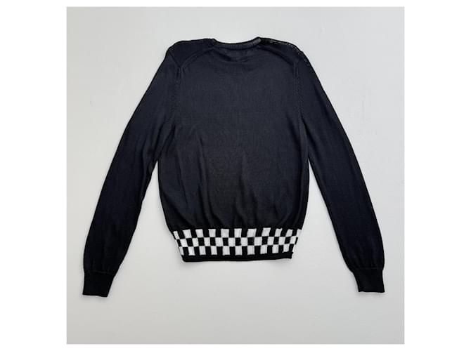 Comme Des Garcons Schwarzer Pullover mit Schwarz-Weißem Karomuster - Ansicht 3
