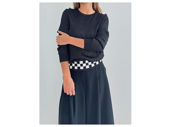 Comme Des Garcons Schwarzer Pullover mit Schwarz-Weißem Karomuster - Ansicht 6