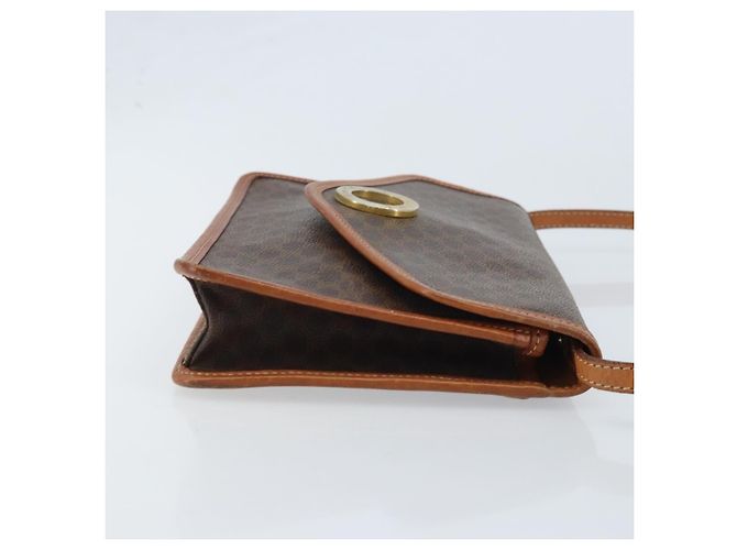 Céline Celine Vintage Macadam Circle Logo Canvas and Leather Marrone - vista 3