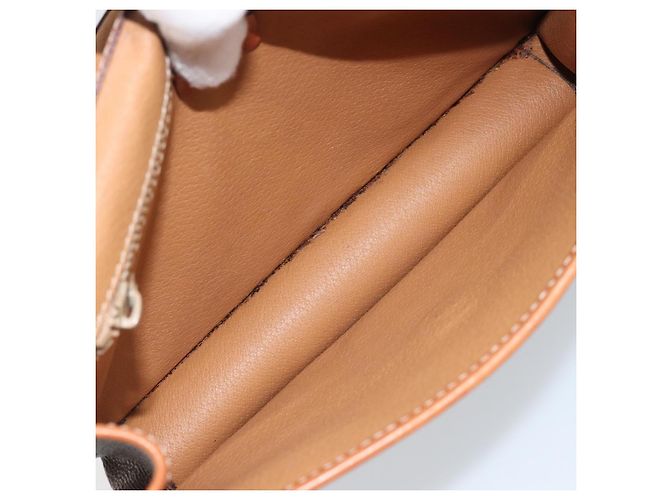 Céline Celine Vintage Macadam Circle Logo Canvas and Leather Marrone - vista 5
