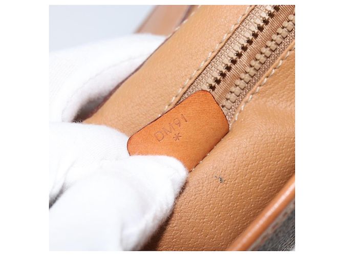 Céline Celine Vintage Macadam Circle Logo Canvas and Leather Marrone - vista 7