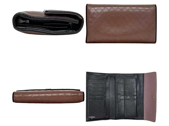 Chanel Dreifach-Langgeldbörse Schwarz Beige - Ansicht 3