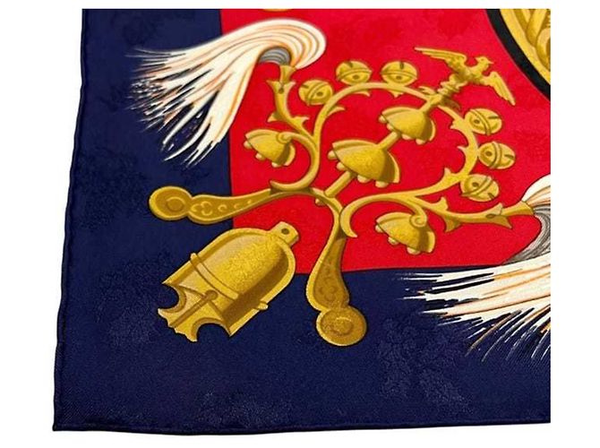 Sciarpa Hermès Carre 90 in seta rossa e blu navy Rosso - vista 5