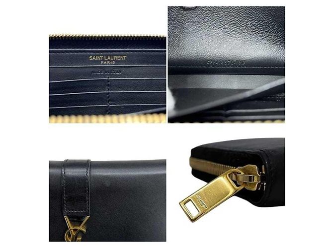 Runder Langer Geldbeutel von Saint Laurent - Schwarzes Leder - Ansicht 10