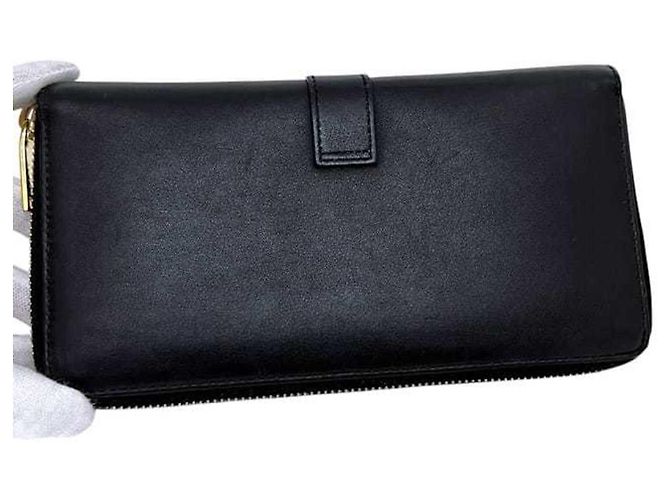 Runder Langer Geldbeutel von Saint Laurent - Schwarzes Leder - Ansicht 6