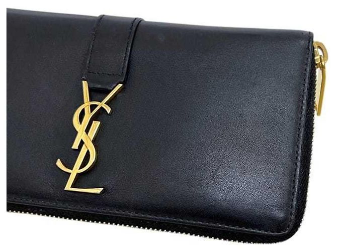 Runder Langer Geldbeutel von Saint Laurent - Schwarzes Leder - Ansicht 7