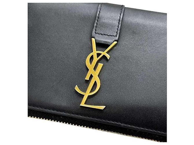 Runder Langer Geldbeutel von Saint Laurent - Schwarzes Leder - Ansicht 9