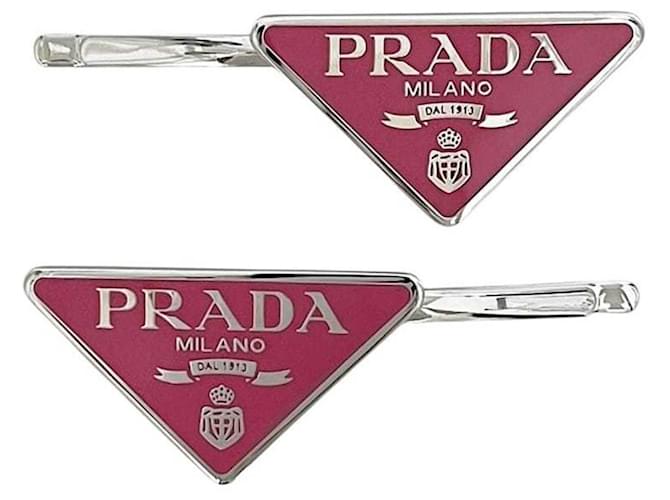 Set di fermagli per capelli Prada rosa e argento - vista 2
