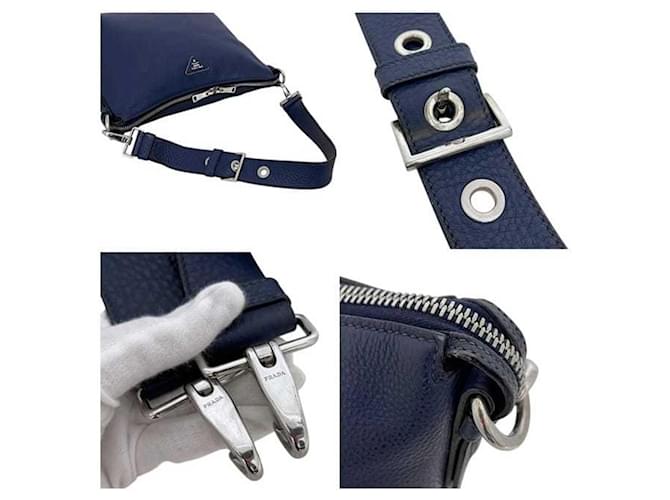 Borsa a spalla Prada blu navy - vista 11