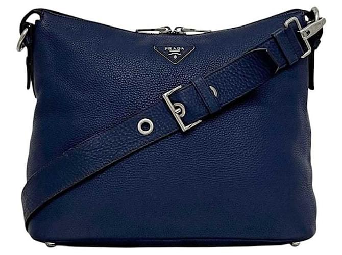 Borsa a spalla Prada blu navy - vista 2