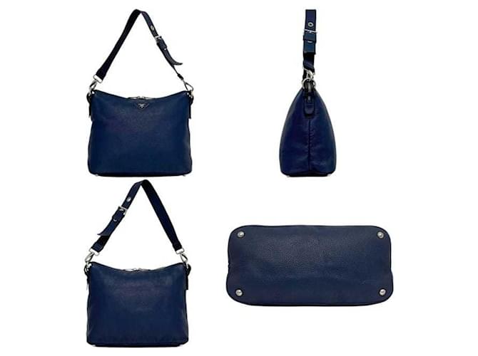 Borsa a spalla Prada blu navy - vista 3