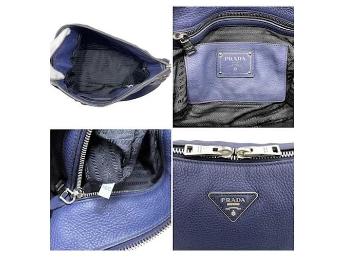 Borsa a spalla Prada blu navy - vista 4