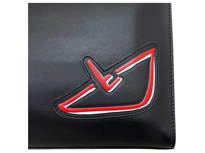Bag Bugs Clutch in pelle nera Fendi Nero - vista 10