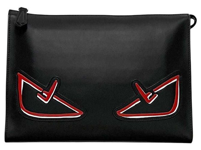 Bag Bugs Clutch in pelle nera Fendi Nero - vista 2