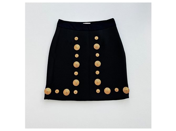 Fausto Puglisi Minirock mit hoher Taille Schwarz Goldene Medaillons - Ansicht 2