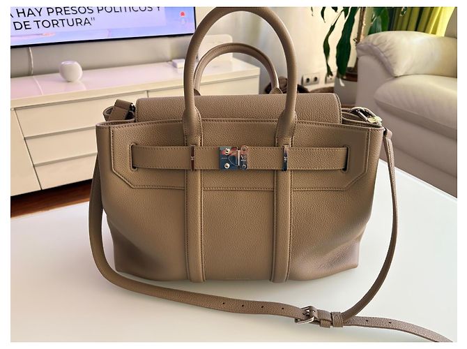 Sac tote Louis Vuitton Georges MM Gris en cuir Beige - vue 4