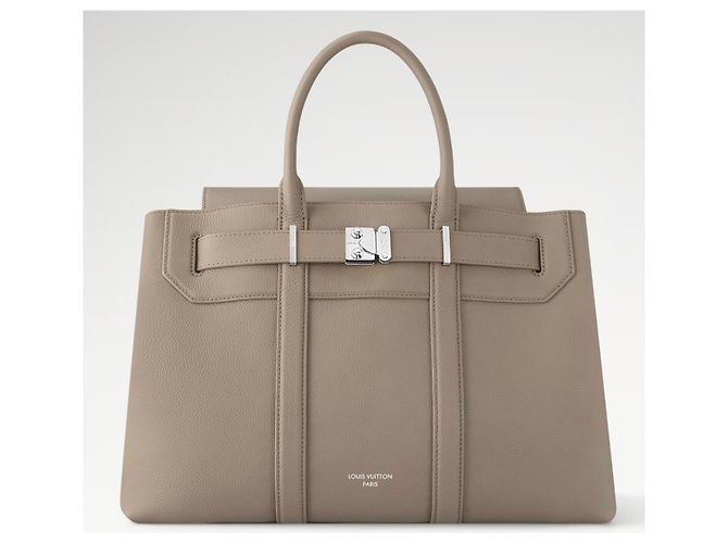 Sac tote Louis Vuitton Georges MM Gris en cuir Beige - vue 6