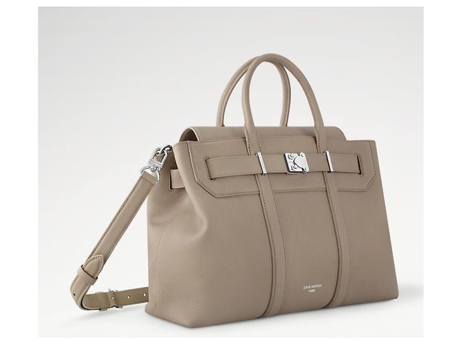 Sac tote Louis Vuitton Georges MM Gris en cuir Beige - vue 7