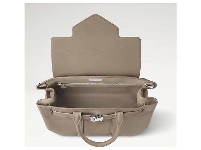 Sac tote Louis Vuitton Georges MM Gris en cuir Beige - vue 8