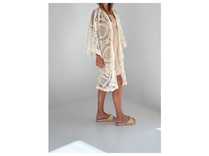 Anna Sui Spitzen Kimono Jacke Beige - Ansicht 5