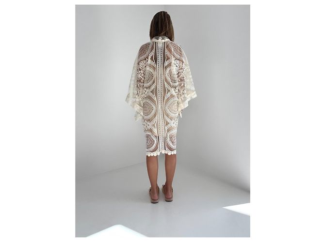 Anna Sui Spitzen Kimono Jacke Beige - Ansicht 8