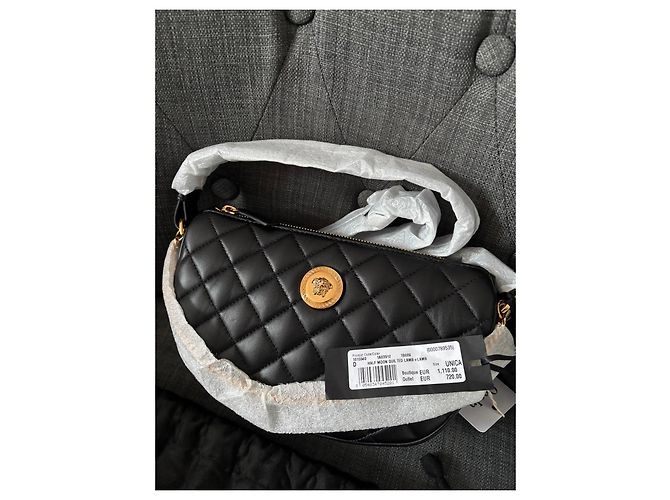 Borsa a spalla Versace in pelle trapuntata nera Nero - vista 10
