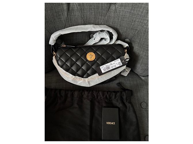 Borsa a spalla Versace in pelle trapuntata nera Nero - vista 11