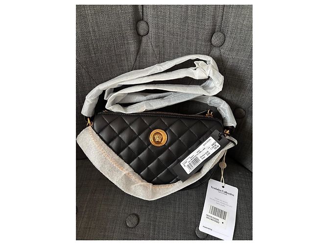 Borsa a spalla Versace in pelle trapuntata nera Nero - vista 2