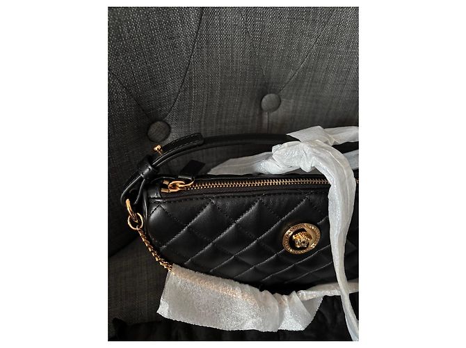 Borsa a spalla Versace in pelle trapuntata nera Nero - vista 8