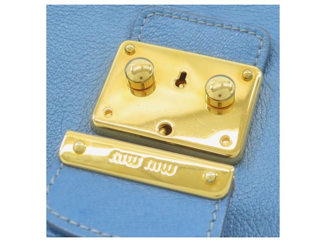 Borsa in pelle 2 in 1 Miu Miu Blu chiaro - vista 15