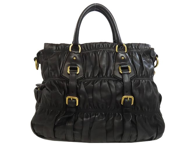 Prada schwarze Lammleder 2-Wege-Handtasche - Ansicht 2