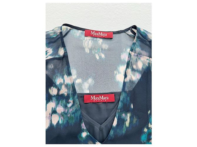 Max Mara Studio Seidenkleid blau mit Blumenmuster - Ansicht 5