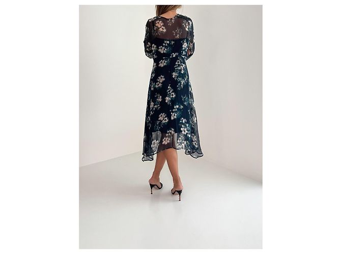 Max Mara Studio Seidenkleid blau mit Blumenmuster - Ansicht 6