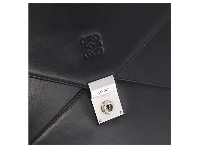 Borsa da lavoro LOEWE in pelle nera argento Auth BAZ025 Nero - vista 17