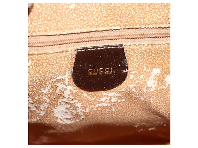 Borsa Tote Bamboo GUCCI Pelle lucida Marrone Oro Auth bs34270 D'oro - vista 18