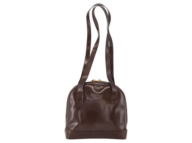 Borsa Tote Bamboo GUCCI Pelle lucida Marrone Oro Auth bs34270 D'oro - vista 2