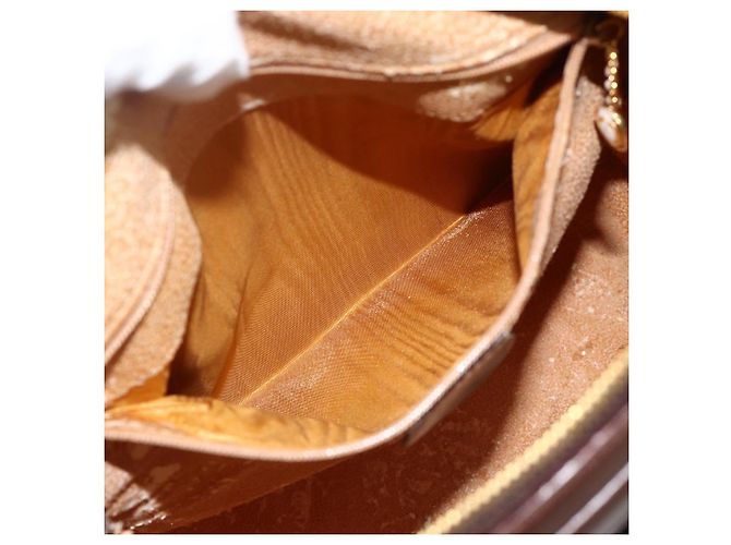 Borsa Tote Bamboo GUCCI Pelle lucida Marrone Oro Auth bs34270 D'oro - vista 22