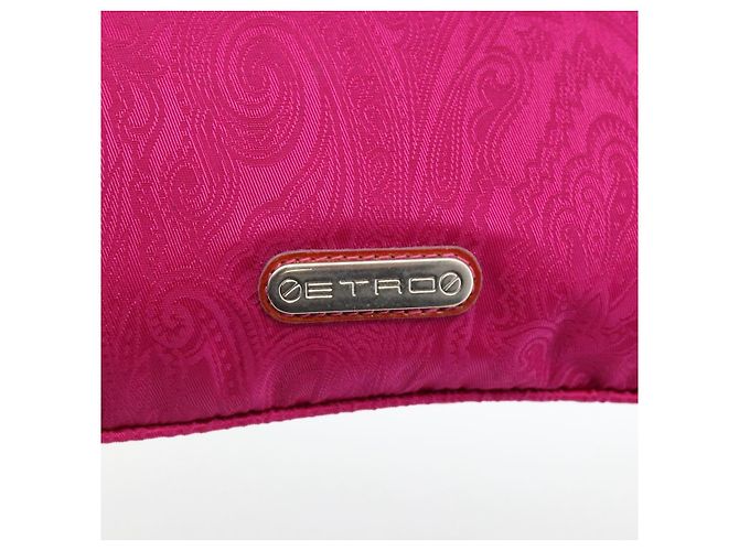 Borsa a Spalla ETRO in Nylon Rosa Argento Auth 174701A - vista 10