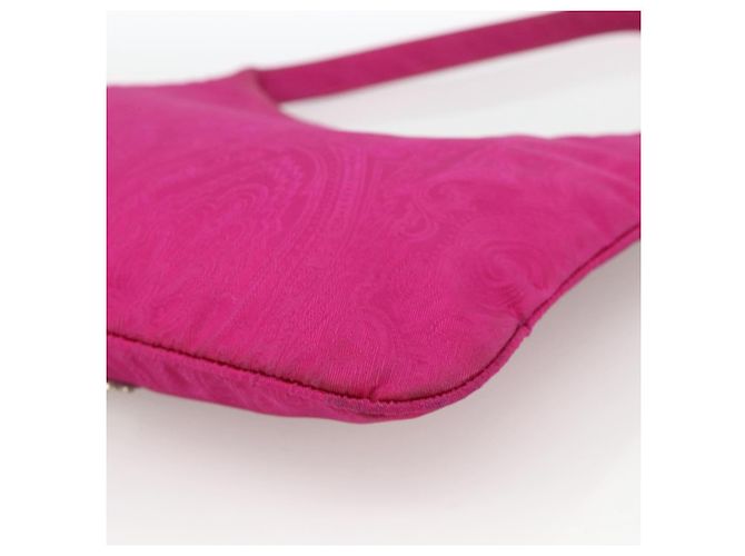 Borsa a Spalla ETRO in Nylon Rosa Argento Auth 174701A - vista 15