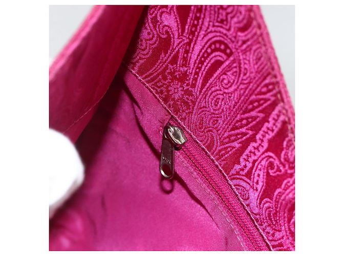 Borsa a Spalla ETRO in Nylon Rosa Argento Auth 174701A - vista 19