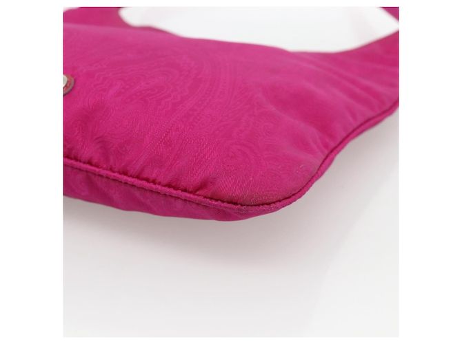 Borsa a Spalla ETRO in Nylon Rosa Argento Auth 174701A - vista 9