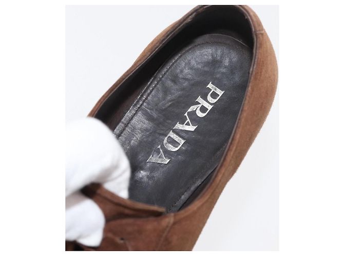 Scarpe eleganti PRADA in camoscio 9 Marrone Auth 174631A - vista 14