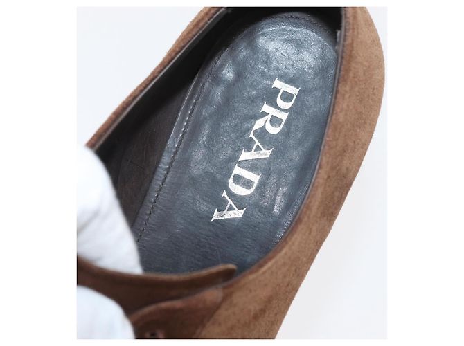 Scarpe eleganti PRADA in camoscio 9 Marrone Auth 174631A - vista 32