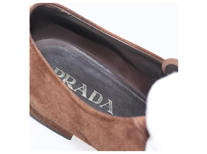 Scarpe eleganti PRADA in camoscio 9 Marrone Auth 174631A - vista 34